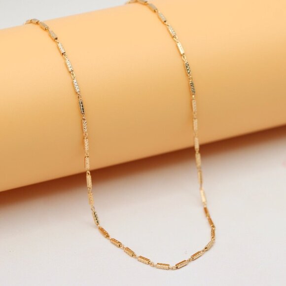"Textured Rose Gold Chain Necklace, Elegant Shine, XPNL0182 - Picture 7 of 12